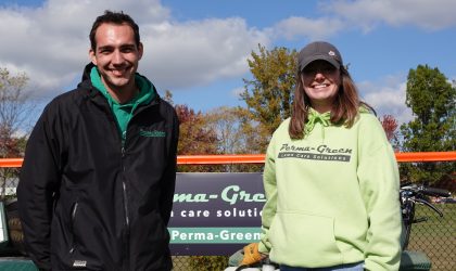 Lawn techs treating fungus and fall treatments to strengthen the root system